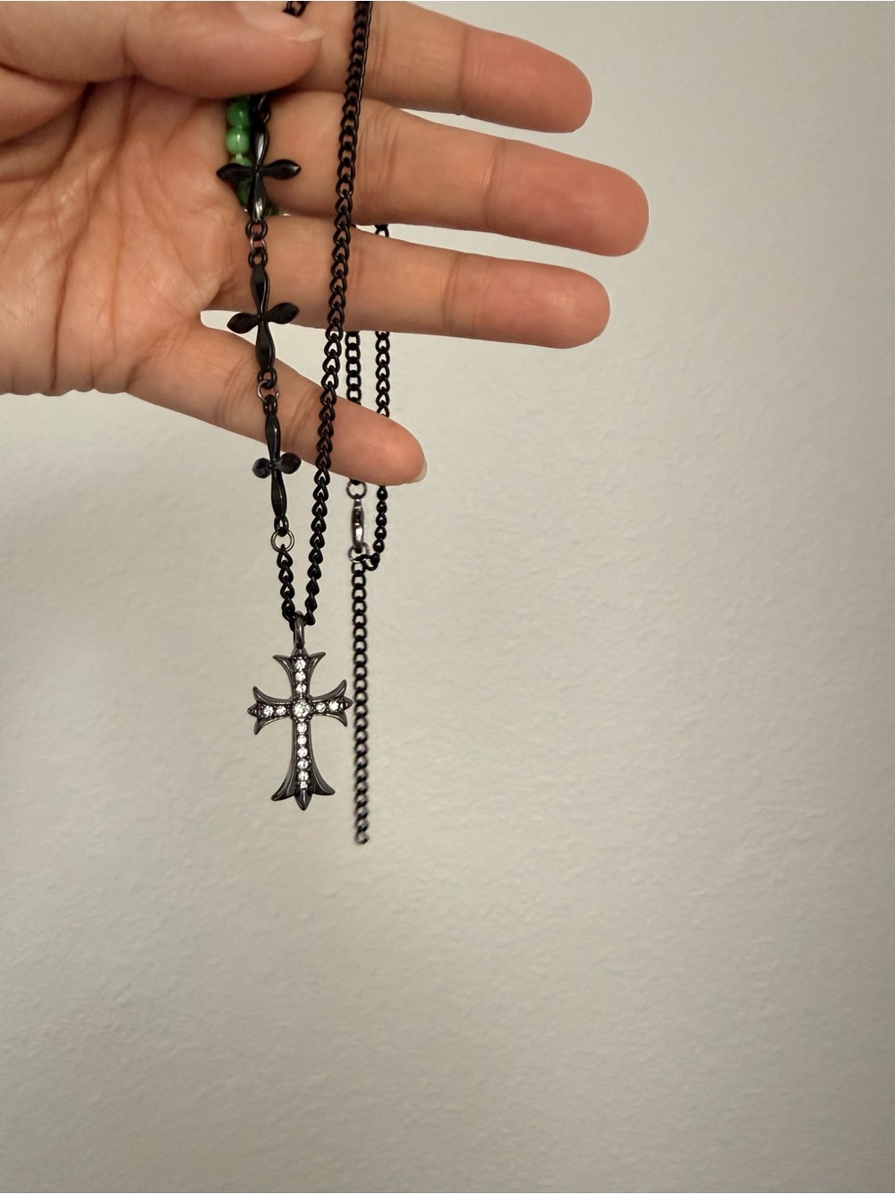Vintage Style Gothic Cross Pendant Necklace Stainless Steel Look